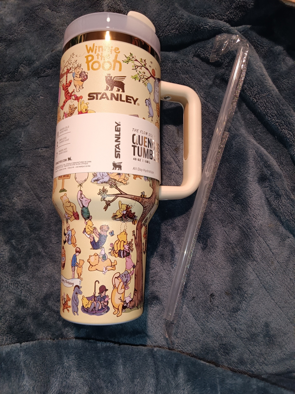 Stanley Cream Winnie the Pooh Illustrated Travel Tumbler with Handle